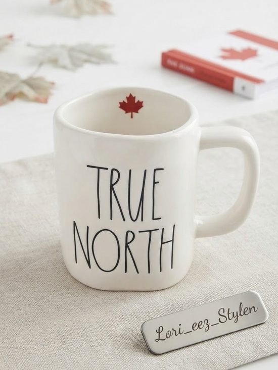 Rae Dunn Other - Rae Dunn White Ceramic Mug with Black Lettering and Red Maple Detail